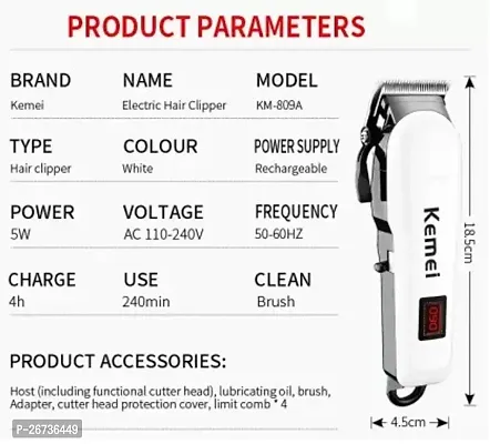 809A Professional Rechargeable Electric Haircut Machine LCD Display Hair Clipper Tool |kemei|-thumb2