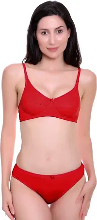 Stylish Solid Bra And Panty Set For Women