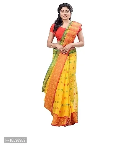 Beautiful Yellow Cotton  Printed Saree with Blouse Piece For Women-thumb0