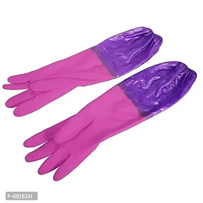Alfa Mart Reusable Washing Rubber Gloves Kitchen Safety Long Sleeves Waterproof Gloves for Dish Washing, Cleaning, Gardening, Lab Work-thumb2
