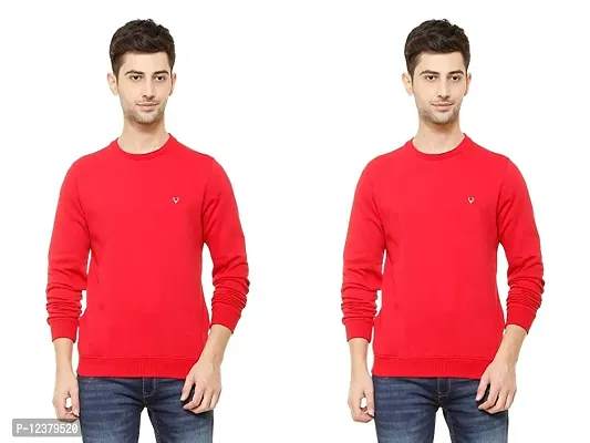 Elegant Red Cotton Solid Long Sleeves Sweatshirts For Men Pack Of 2