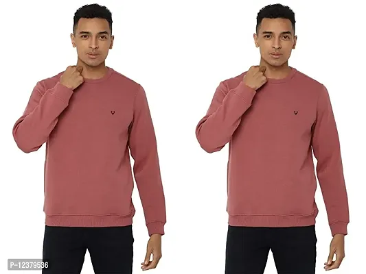 Elegant Pink Cotton Solid Long Sleeves Sweatshirts For Men Pack Of 2