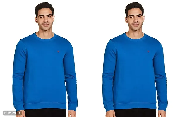 Elegant Blue Cotton Solid Long Sleeves Sweatshirts For Men Pack Of 2