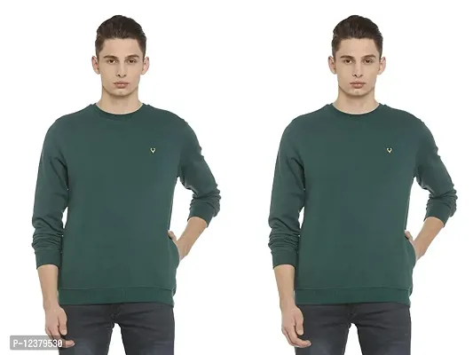 Elegant Green Cotton Solid Long Sleeves Sweatshirts For Men Pack Of 2