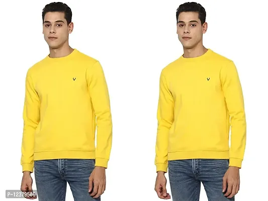 Elegant Yellow Cotton Solid Long Sleeves Sweatshirts For Men Pack Of 2