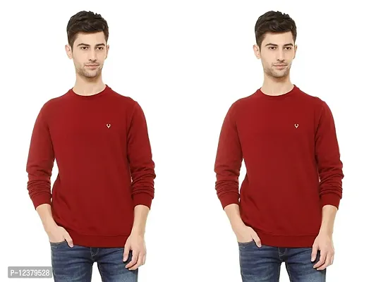 Elegant Maroon Cotton Solid Long Sleeves Sweatshirts For Men Pack Of 2-thumb0
