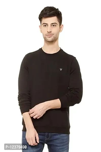 Elegant Black Cotton Solid Long Sleeves Sweatshirts For Men