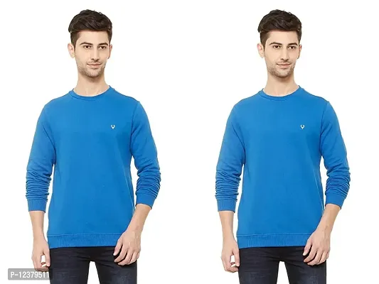 Elegant Blue Cotton Solid Long Sleeves Sweatshirts For Men Pack Of 2