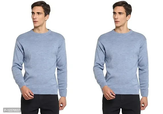 Elegant Grey Cotton Solid Long Sleeves Sweatshirts For Men Pack Of 2