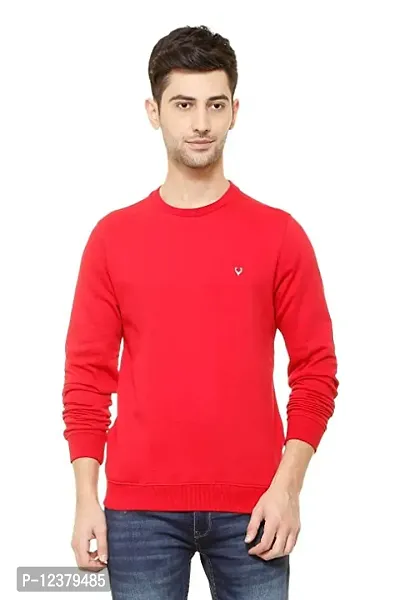 Elegant Red Cotton Solid Long Sleeves Sweatshirts For Men