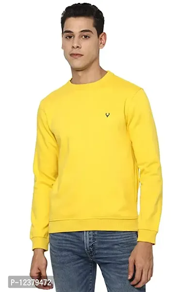 Elegant Yellow Cotton Solid Long Sleeves Sweatshirts For Men-thumb0