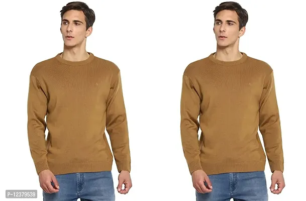 Elegant Brown Cotton Solid Long Sleeves Sweatshirts For Men Pack Of 2