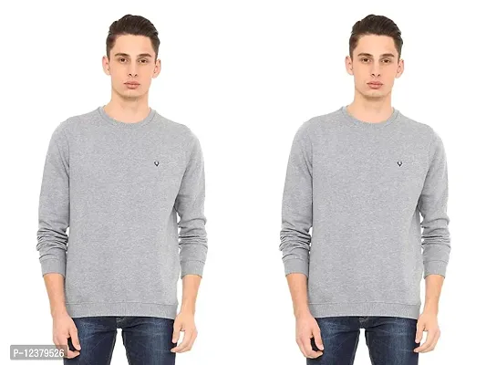 Elegant Grey Cotton Solid Long Sleeves Sweatshirts For Men Pack Of 2