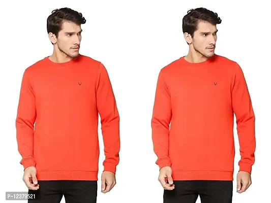 Elegant Orange Cotton Solid Long Sleeves Sweatshirts For Men Pack Of 2