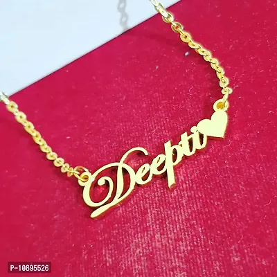 Stylish Brass Alphabet Pendant With Chain For Women And Girls