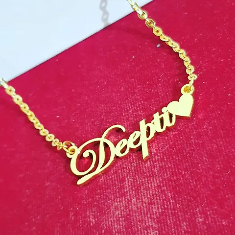 Stylish Brass Alphabet Pendant With Chain For Women And Girls