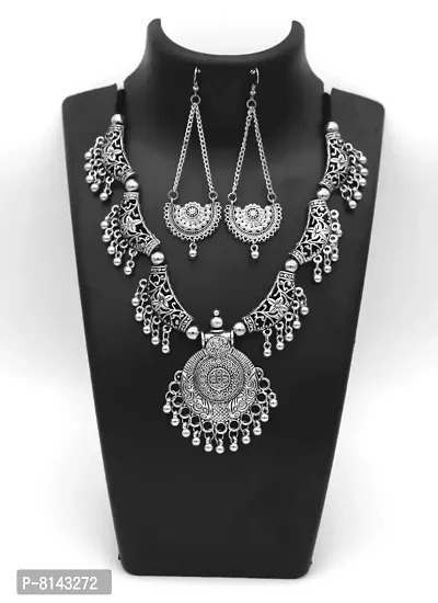 Beautiful handmade Oxidised antique neclace earring set for woman and girls-thumb0