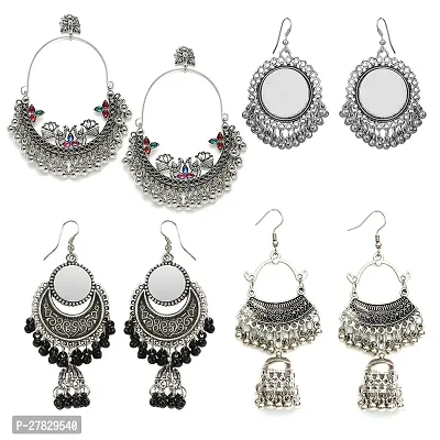 Beautiful Handmade Oxidised Jhumki peacock Earring Combo of 4 for woman and girls-thumb0