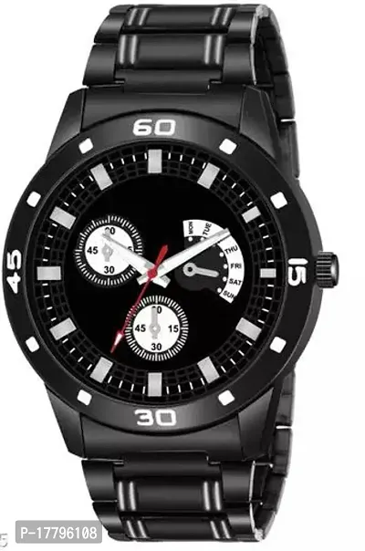 Stylish Black Metal Analog Watches For Men-thumb0