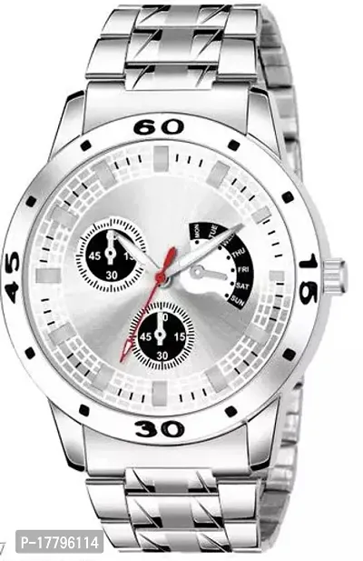 Stylish Silver Metal Analog Watches For Men-thumb0