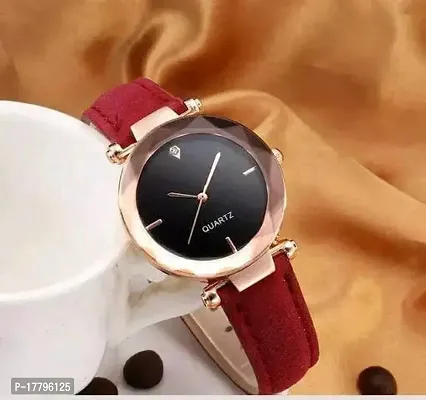 Stylish Red Leather Analog Watches For Men