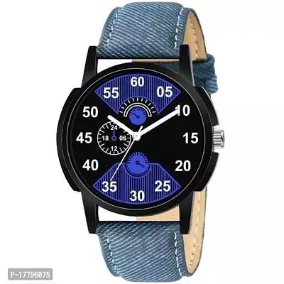 Stylish Blue Leather Analog Watches For Men-thumb0