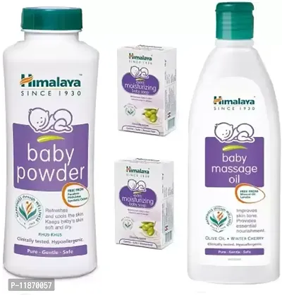 HIMALAYA Baby Massage Oil 200ml, Powder 200g  2 Pc Moisturising Soap (75g) - Combo  (Multicolor)