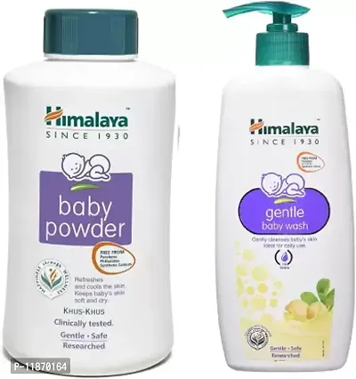 HIMALAYA Gentle Baby Wash 400ml  Baby Powder 700g - Combo of 2 Items