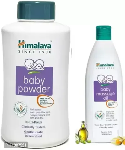 HIMALAYA Baby Powder 700g  Baby Massage oil 200ml - Combo of 2 Item  (Multicolor)