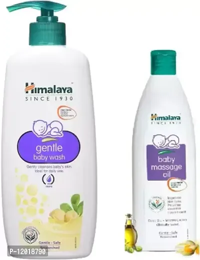 HIMALAYA Gentle Baby Wash 400ml  Massage oil 200ml - Combo of 2 Items  (Multicolor)