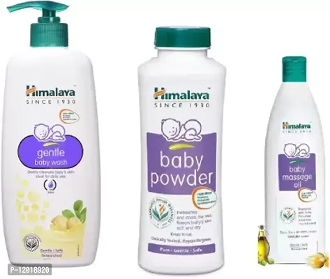HIMALAYA Gentle Baby Wash 400ml  Baby Powder 400g  Massage Oil 200ml - Combo of 3 Items  (Multicolor)