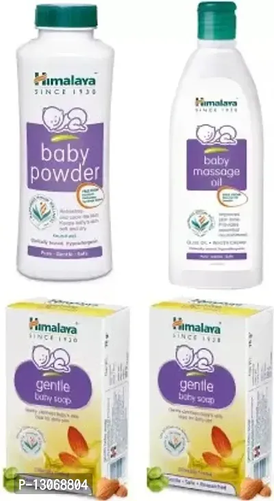 HIMALAYA Baby Massage Oil 200ml, Powder 200g  2 Pc Gentle Baby Soap (75g) - Combo Pack  (Multicolor)-thumb0