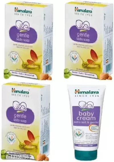 HIMALAYA Gentle Baby Soap 125g Pack of 3  Baby Cream 50ml (Combo Pack)  (Multicolor)-thumb0