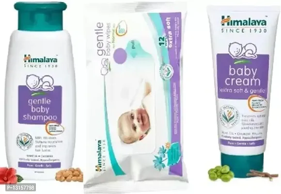 HIMALAYA Gentle Baby Wipes-12, Cream-100ml  Shampoo-100ml (Combo Pack)  (Multicolor)-thumb0