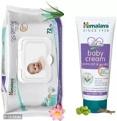 HIMALAYA Gentle Baby Wipes (72 pcs)  Baby Cream (200ml)-Combo Pack  (Multi)-thumb0
