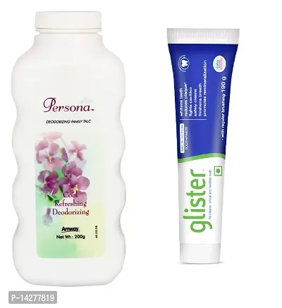 Persona Talc 200g  Glister Toothpaste 190g - Combo of 2 Items