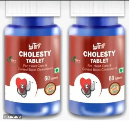 YTM Cholesty Tablets For Heart Care Control Blood Cholesterol (60 Tablets) Pack of 2
