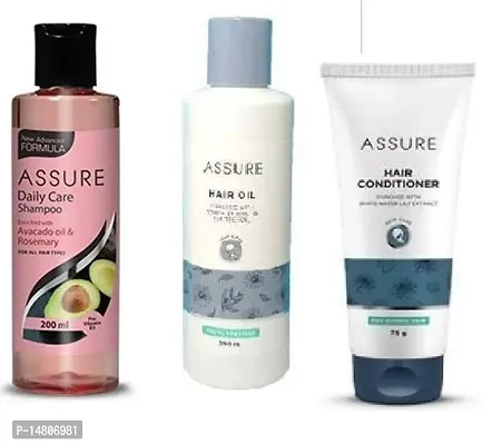 Assure Daily Care Shampoo (200ml)  Hail Oil (200ml) with Hair Conditioner (75g) Combo of 3 Items-thumb0
