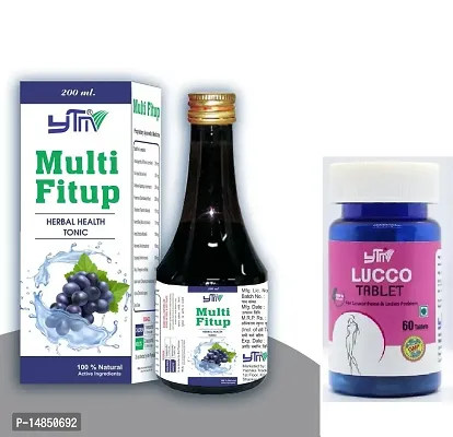 YTM Multi Fitup Herbal Health Tonic (200ml)  Lucco Tablet (60 Tab) - Combo of 2 Items