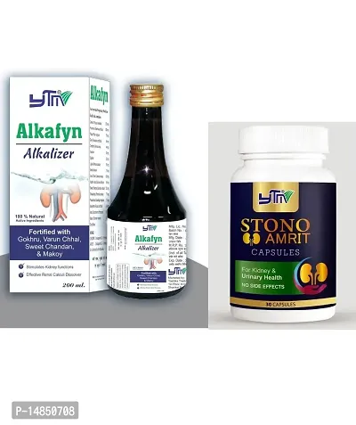 YTM Alkafyn Alkalizer (200ml)  Stono Amrit Capsules for Kidney  Urinary Health (30 Capsules) - Combo of 2 Items