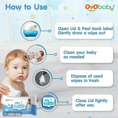 OYO BABY Baby Wet Wipes with Aloe Vera extract 72 Sheets Per Pack with LID (Pack of 2)-thumb3