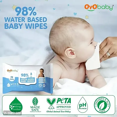 OYO BABY Baby Wet Wipes with Aloe Vera extract 72 Sheets Per Pack with LID (Pack of 2)-thumb2