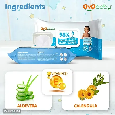 OYO BABY Baby Wet Wipes with Aloe Vera extract 72 Sheets Per Pack with LID (Pack of 3)-thumb3