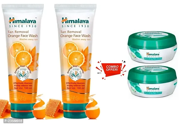 HIMALAYA Tan Removal Orange Face Wash (2x100ml) and Nourishing Skin Cream (2x50ml) (4 Items in the set)