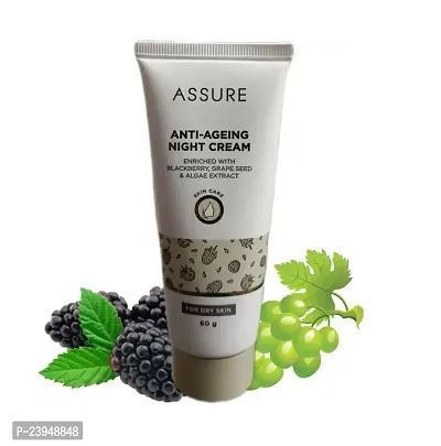 Assure Anti Ageing Night Cream Enriched with Blackberry (2x60g) with Free 1 Pc Blender Puff Sponge - Combo Pack-thumb2