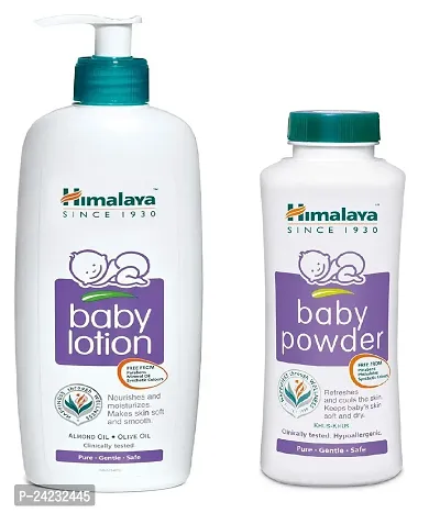 Himalaya Almond  Olive Oil Baby Lotion 400ml with Khus Khus Baby Powder 200g - Combo Pack