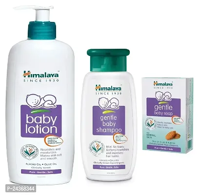 Himalaya Baby Body Lotion 400ml and Gentle Baby Shampoo 200ml with Gentle Baby Soap 75g - Combo of 3