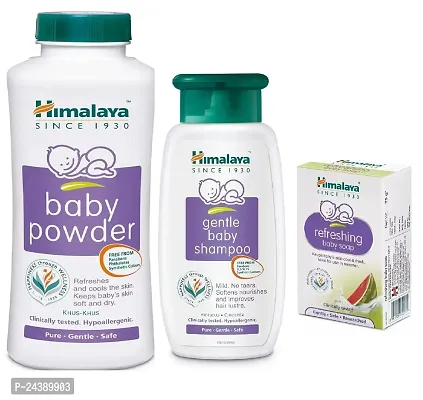 Himalaya Baby Powder 400g and Baby Shampoo 200ml with Refreshing Soap 75g - Combo of 3