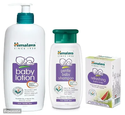 Himalaya Baby  Lotion 400ml and Baby Shampoo 200ml  with Refreshing Soap 75g - Combo of 3-thumb0