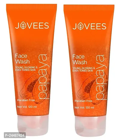 Jovees Herbal Papaya Face Wash For Women/Men | Brightening and Glowing Skin (120ml) Pack of 2